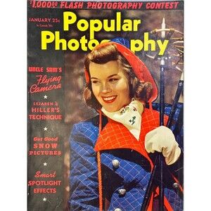 Popular Photography January 1941 Skiing Theme Vintage Cover Only Photo